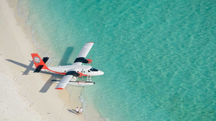 Seaplane ride in Maldives